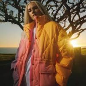 New Electric & Rose Aiden Ombré Violet/Melon Quilted Puffer Jacket XS